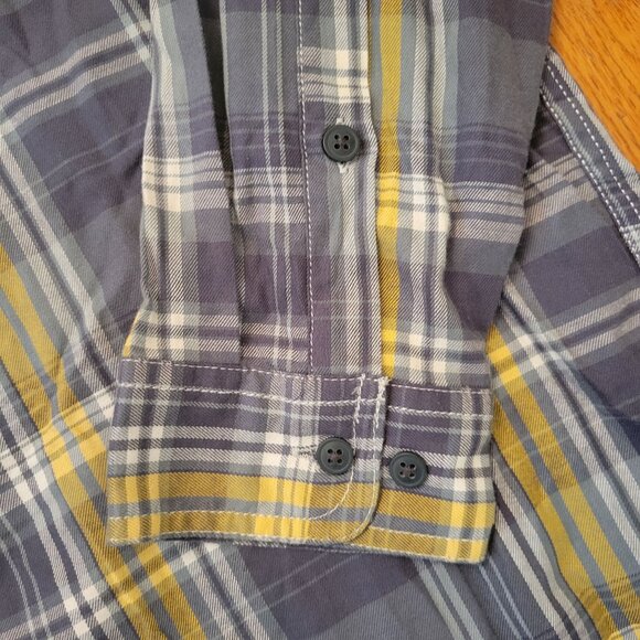 Columbia Omni Wick Plaid Long Sleeve Shirt XXL Button Down Yellow Blue - Picture 5 of 7